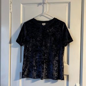 Navy Crushed Velvet Feel Top
